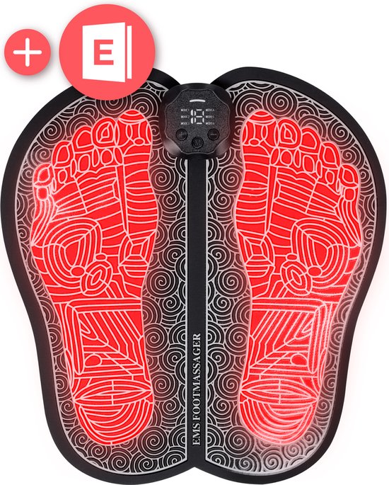 Nuvance - Appareil de massage des pieds avec écran - Tapis de massage EMS - Stimule la circulation - Appareils de massage - Sans fil - 54 positions - Noir