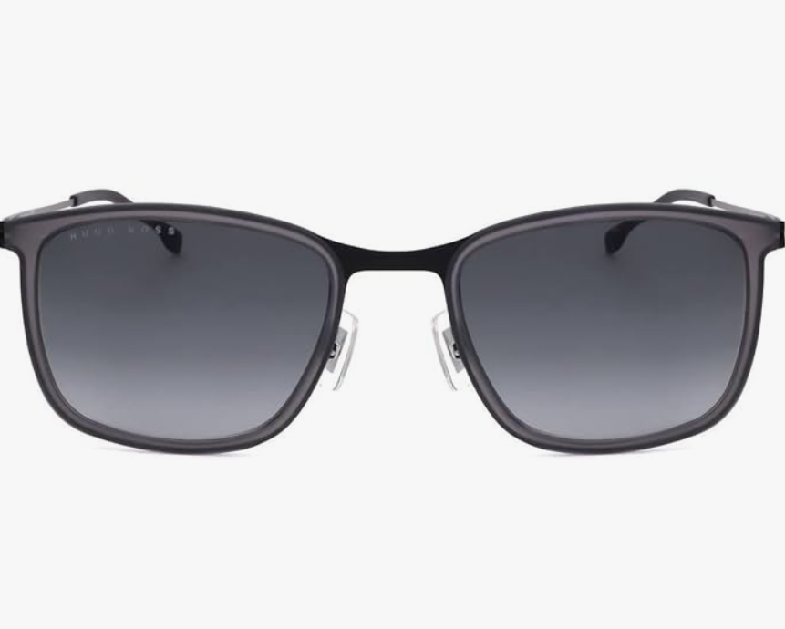 Lunettes de soleil Hugo Boss BOSS 1243/S - Gris mat et noir - 55/21/150 - Rectangulaires, acier inoxydable