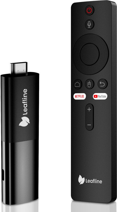 Leafline® Android TV Stick - Google TV Streamer - Chromecast intégré - Android TV Box - Avec télécommande et contrôle vocal