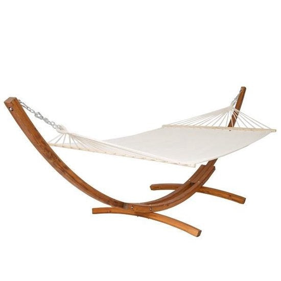 tectake® - XXL hamac cadre en bois dur - tapis balançoire inclinable - 415 x 150 x 124 cm - 401995