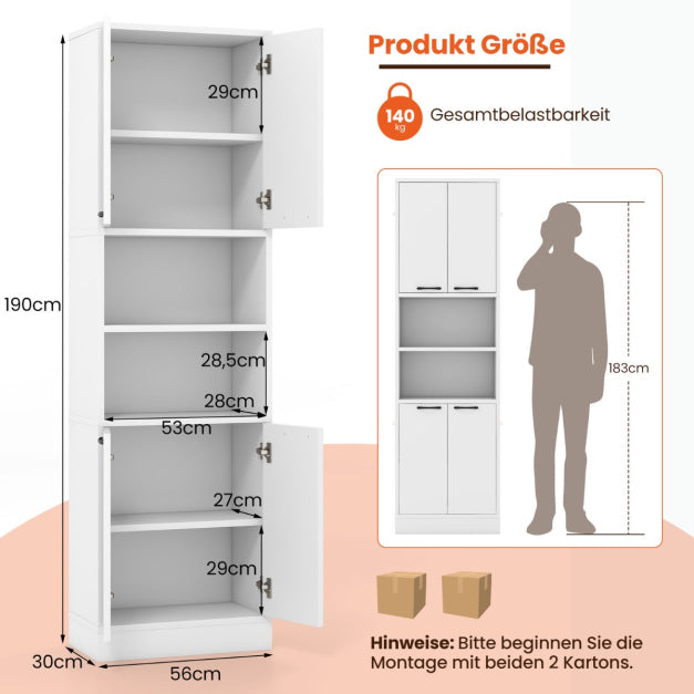 Meuble de cuisine Coast - MDF & bois - 56 x 30 x 190 cm - Blanc