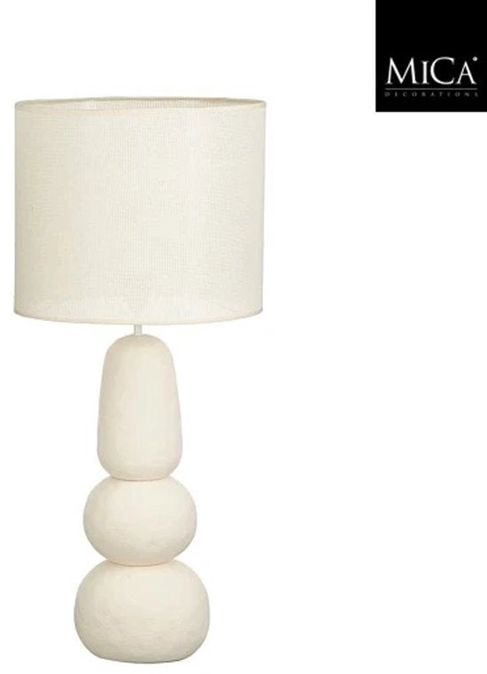 Lampe de table Mica Decorations Menko pour salon - Lampe décorative avec abat-jour - Lampe de bureau, lampes de table pour salon - 84 x ⌀38 cm - 60 W E27 IP20 - Crème