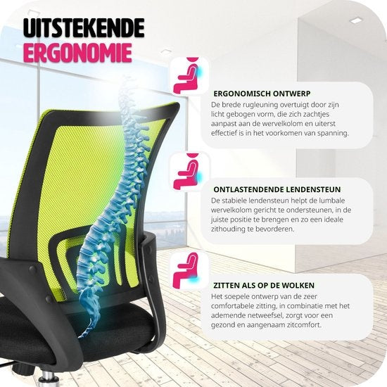 tectake - chaise de bureau bureau - design - noir/vert