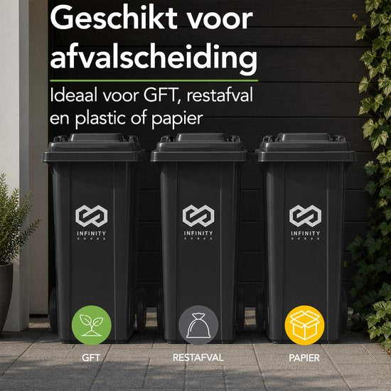 Infinity Goods Kliko 240 L - Conteneur à déchets - Conteneur à roulettes - Mini-conteneur en plastique - Avec roues - Gris