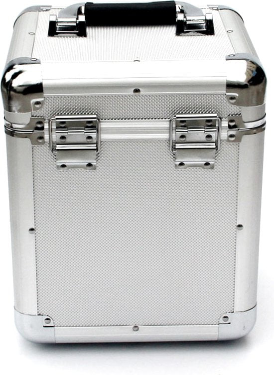 Boîtier vinyles 7 pouces – VDD Gaming – Capacité 70 à 100 disques – Verrouillable - Aluminium argenté