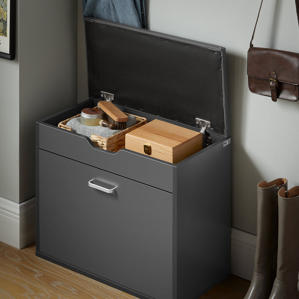 SoBuy Meuble à chaussures avec siège - 1 tiroir - Max. 120 kg - 60 x 30 x 50 cm - Noir