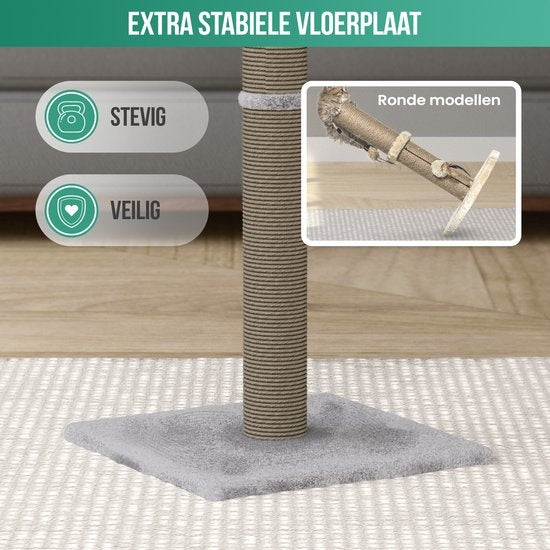 Avalo griffoir avec boule de jeu - 36x36x74 - Gris clair - Griffoir pour chat