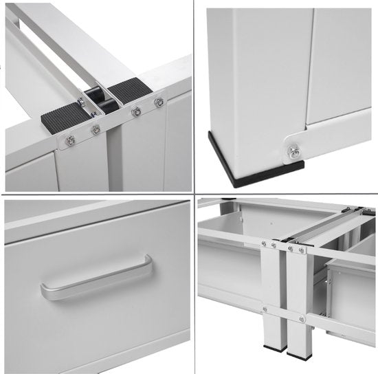 Vonia Machine à laver relevable - Double - Machine à laver et sèche-linge relevable - Machine à laver relevable avec tiroir - Armoire pour machine à laver - Conversion de machine à laver - Blanc