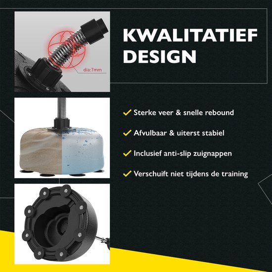 Zoluko Professional Boxing Ball on Foot - E-Book inclus - Hauteur réglable 120-160cm - Pour l'intérieur et l'extérieur - Entraînement de boxe - Ballon de boxe sur pied - Set de boxe - Ballon de boxe sur pied - Boxe - Sports d'intérieur - Perche de boxe -