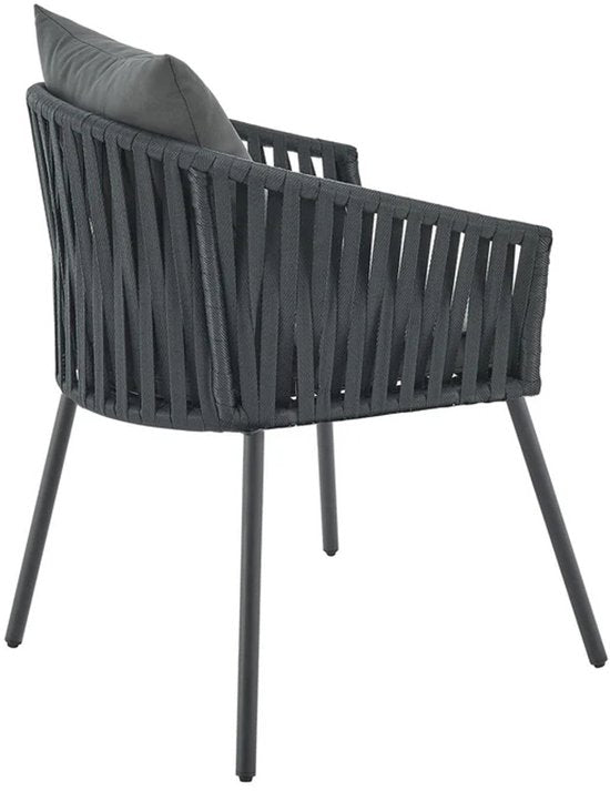 Chaises en corde - Lot de 2 - Coussins d'assise et de dossier inclus - Gris foncé