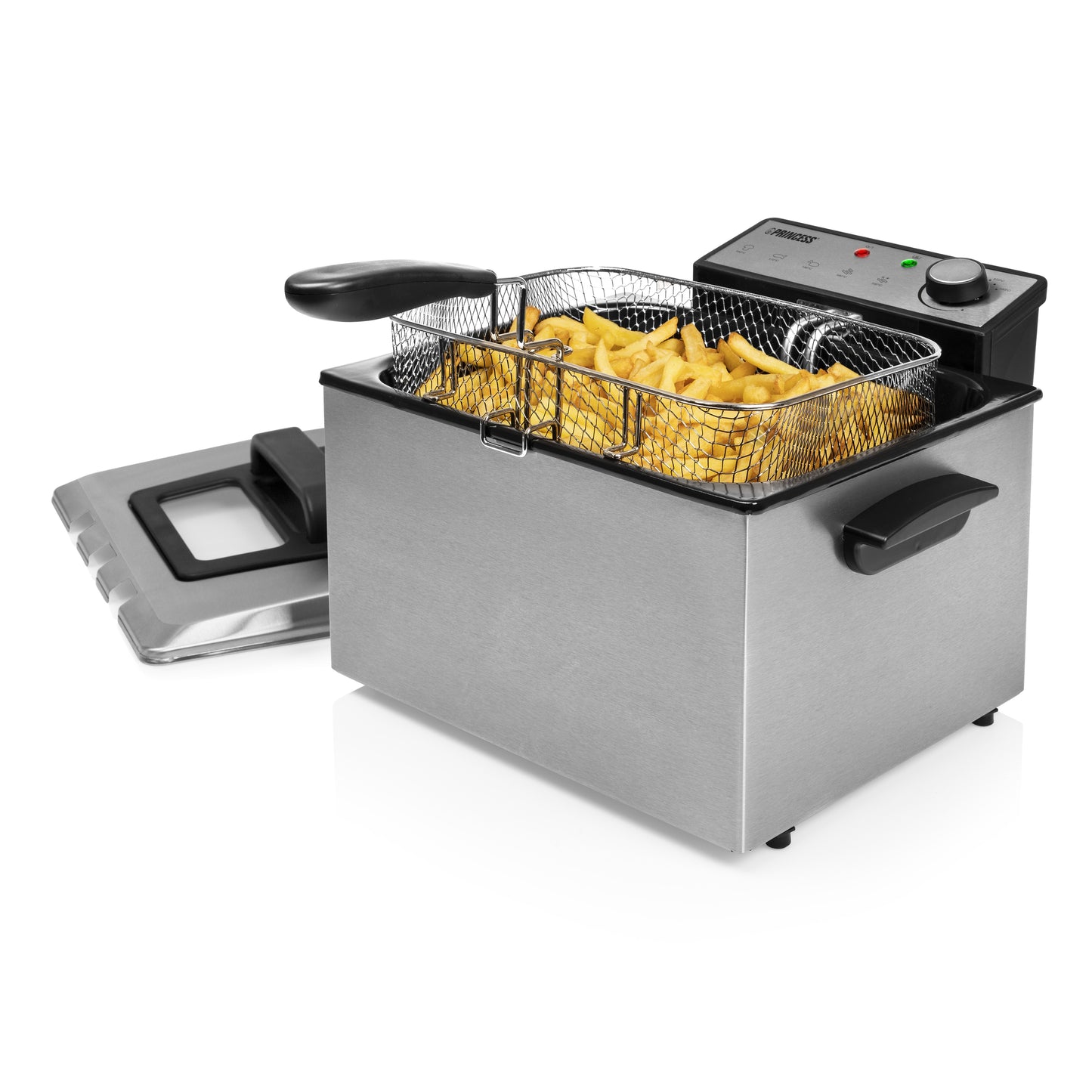 Friteuse Princess 185000 - 5 L - 3 270 W - 3 paniers à friture - Acier inoxydable/Noir