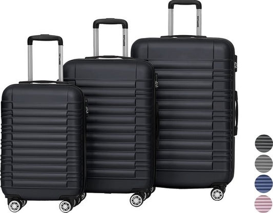 Set de valises -TRVLMORE - 3 pièces - 38L (bagage à main) + 70L + 110L - Noir