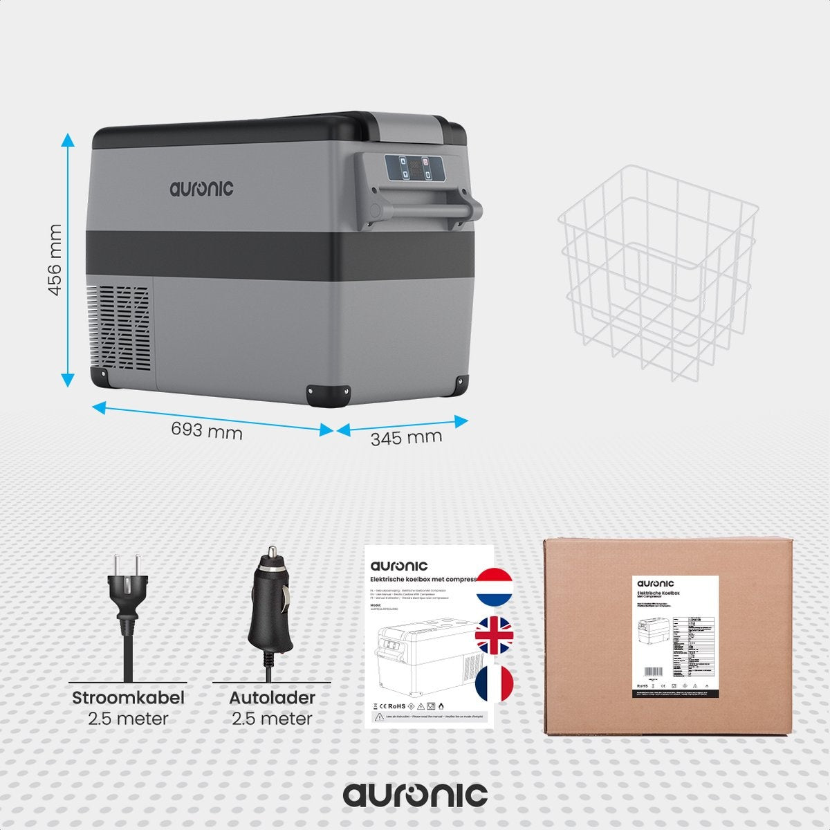 Auronic Electric Compressor Coolbox - Coolbox - 40.5L - 12V et 240V - Gris