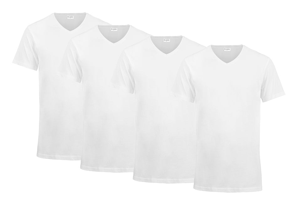 4 packs de t-shirts extra longs en coton Milanoro - Blanc - Taille M