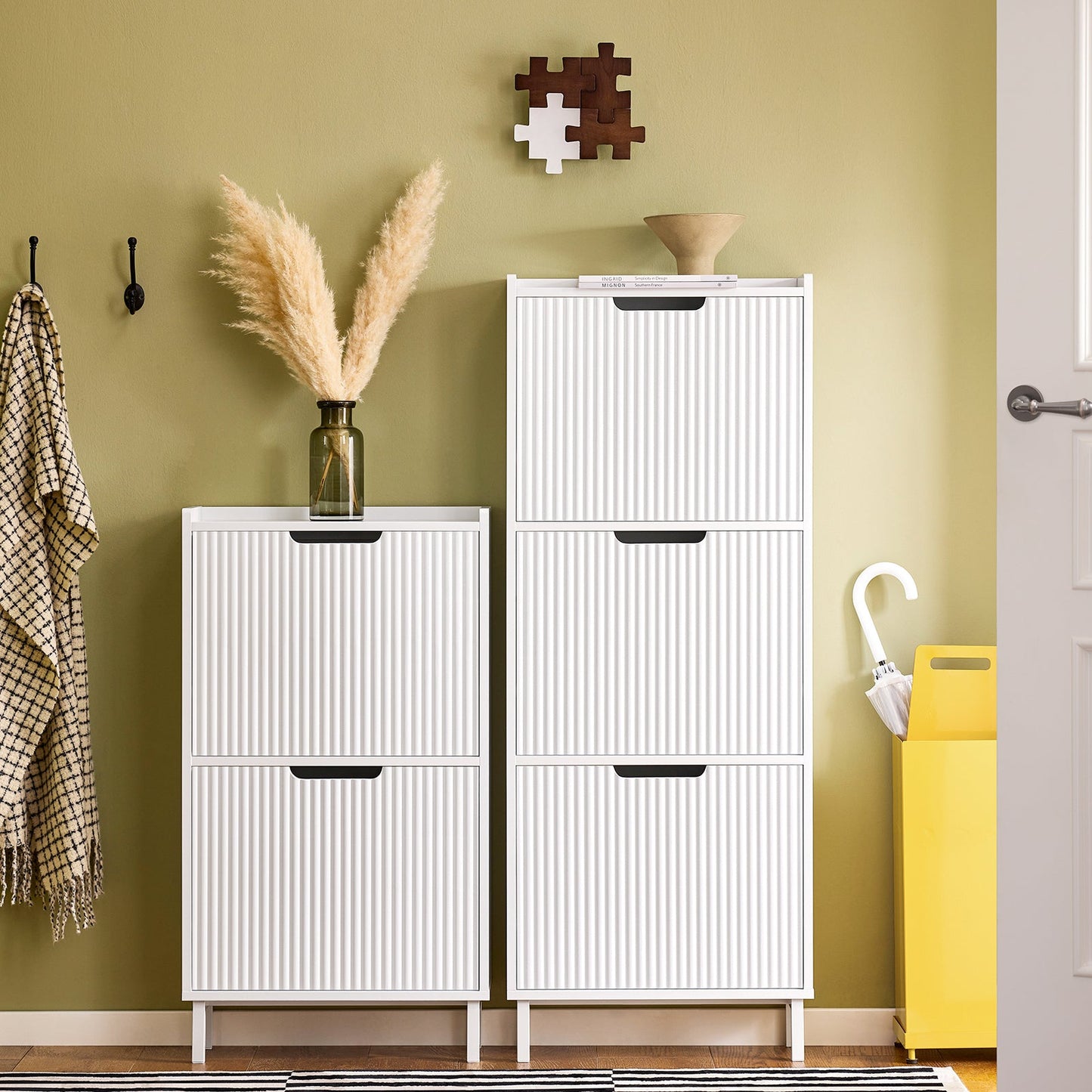 Meuble à chaussures 2 portes battantes, meuble d'entrée, rangement pour chaussures