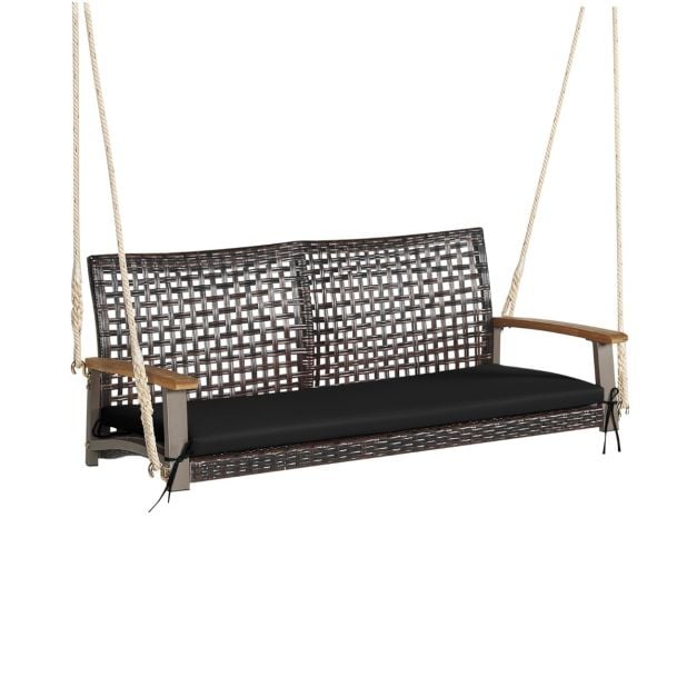 Canapé suspendu Coast 2 places avec coussin - Noir - 131 x 68 x 54 cm