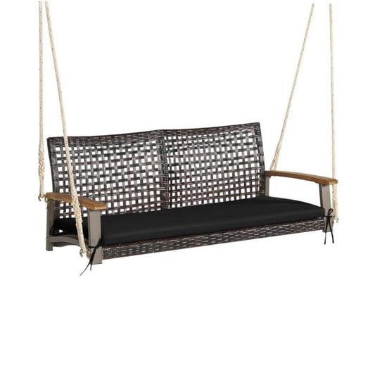 Canapé suspendu Coast 2 places avec coussin - Noir - 131 x 68 x 54 cm