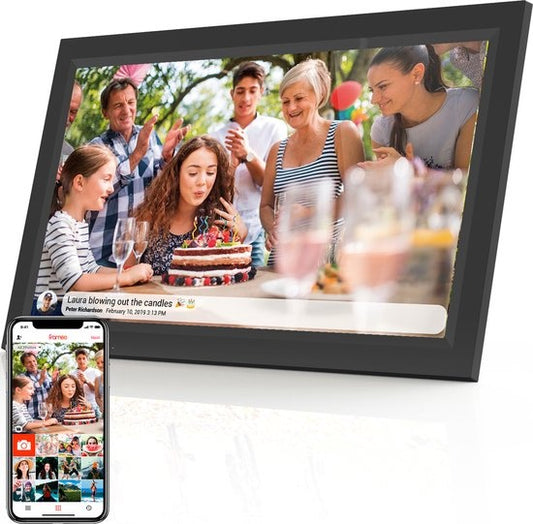 Cadre photo numérique XL - Denver - Écran tactile IPS 15,6 pouces - Full HD - Application Frameo - 16 Go - Noir