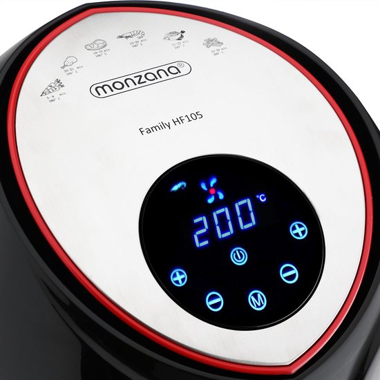 Friteuse à air chaud Monzana - 6,5 L XXL avec LED et minuterie, 1 850 W - Noir