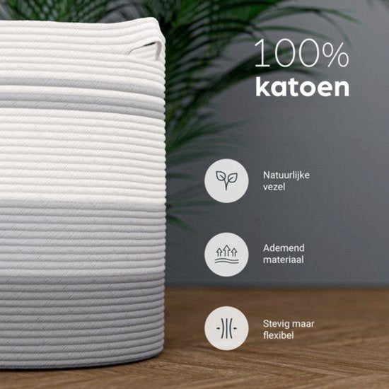 Panier à linge Organess - Trieur de linge - Pliable - 80L - Coton - Blanc & Gris