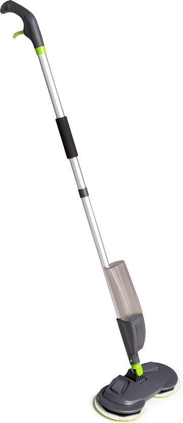 Shine Cyclonic Mop Moop System with Sprayer - Mop rotatif avec manche en 2 parties et système de vaporisation - Pour tous les sols durs - Gris/Vert