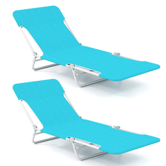 Chaise longue pliable Coast en 2 parties - Réglable sur 5 positions - Bleu - 186 x 55 x 30 cm