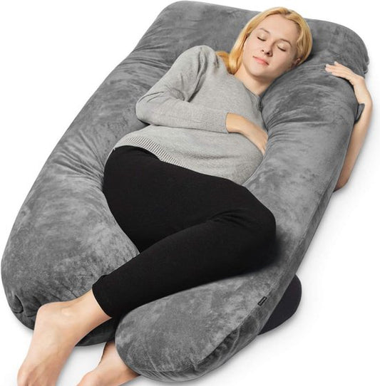 Oreiller de grossesse Earkings pour dormir sur le côté - Gris foncé - 140 x 80 cm