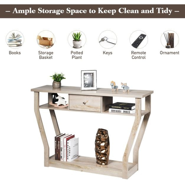 Table console Coast avec tiroir et étagère - 3 niveaux - Moderne