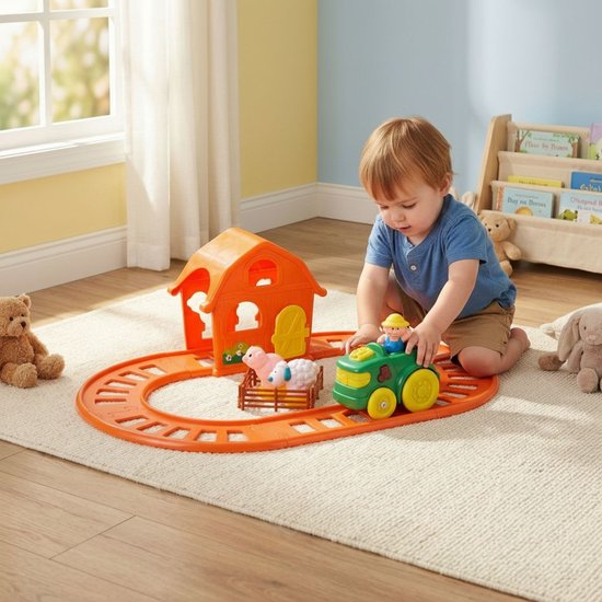 Eddy Toys Jouets de la ferme - Train jouet avec sons et lumières - Train jouet avec des animaux de la ferme - Piles AA incluses