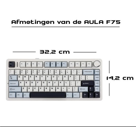EPOMAKER x AULA F75 - Bleu clair - Clavier mécanique sans fil - RGB - 75 % - QWERTY - Clavier gaming - Commutateurs Reaper