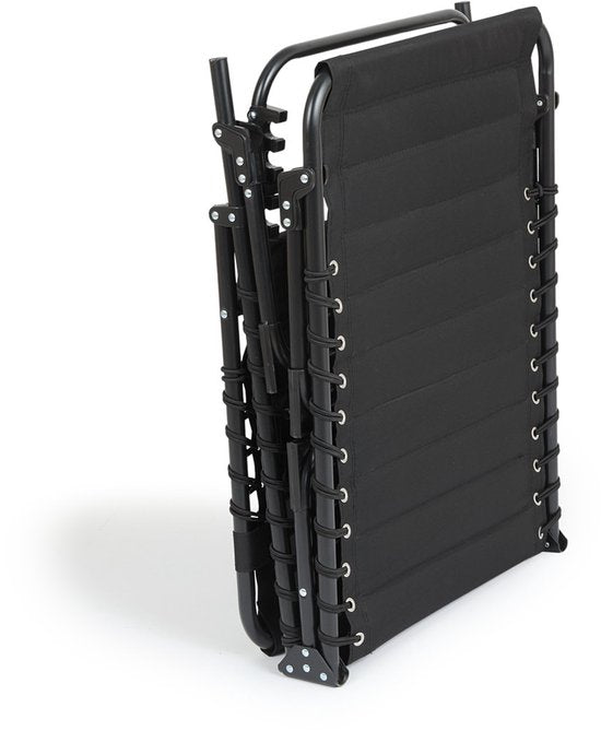 Chaise longue pliable 909 OUTDOOR - Avec coussin et dossier réglable - 189x59x30 cm - Jusqu'à 110 kg - Noir