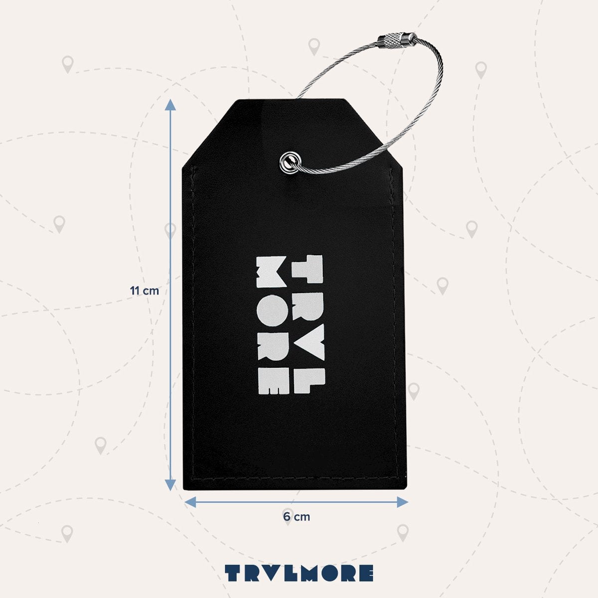 TRVLMORE Etiquette de bagage - Cuir - Pour valises et sacs - 4 pièces - Noir