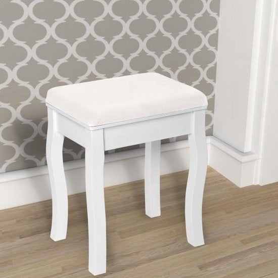 tectake® - tabouret de maquillage avec siège rembourré - Blanc