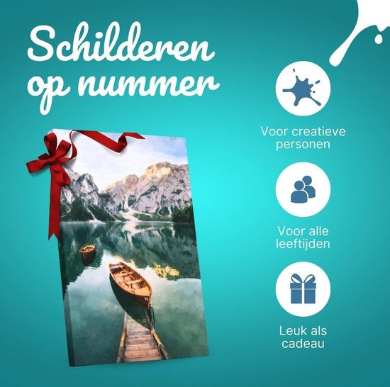 Rubye® Peinture par Numéros pour Adultes – Lac et Montagnes – Pinceaux Inclus – Toile de Peinture sur Toile – Coloriage par Numéro – 40x50cm
