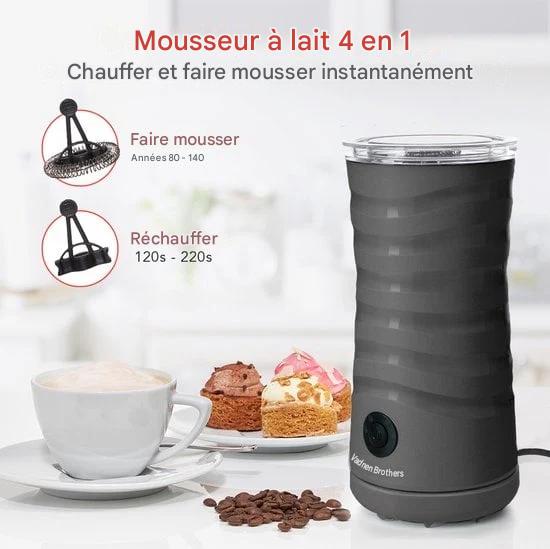 KitchenBrothers Mousseur à lait électrique - 4 en 1 - 240 ML - Mousseur à lait pratique - Anthracite