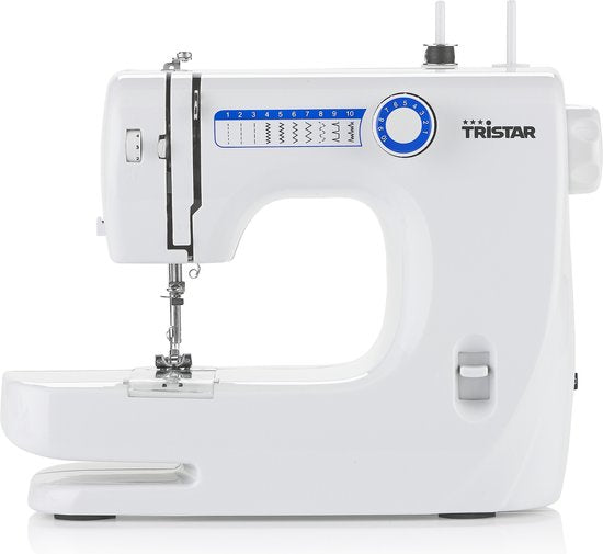 Machine à coudre Tristar SM-6000 - Débutants - Machine à coudre - 10 motifs - Tissus légers et fins - Blanche