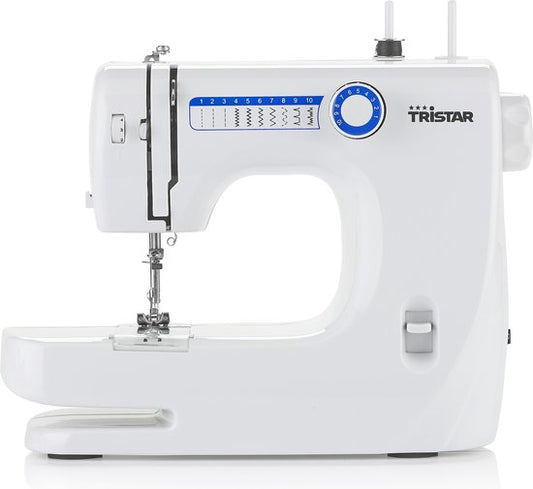 Machine à coudre Tristar SM-6000 - Débutants - Machine à coudre - 10 motifs - Tissus légers et fins - Blanche