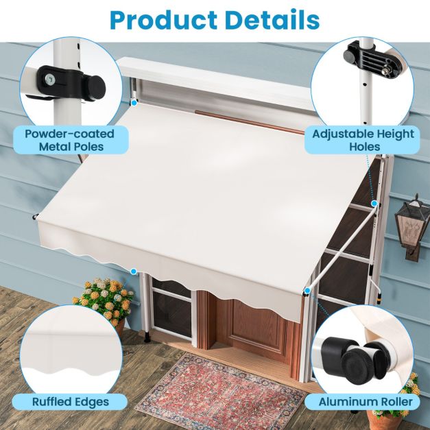 Auvent Coast Klemmmarkies 200 cm - Sans perçage - Hauteur 210-300 cm - Résistant aux UV - Blanc