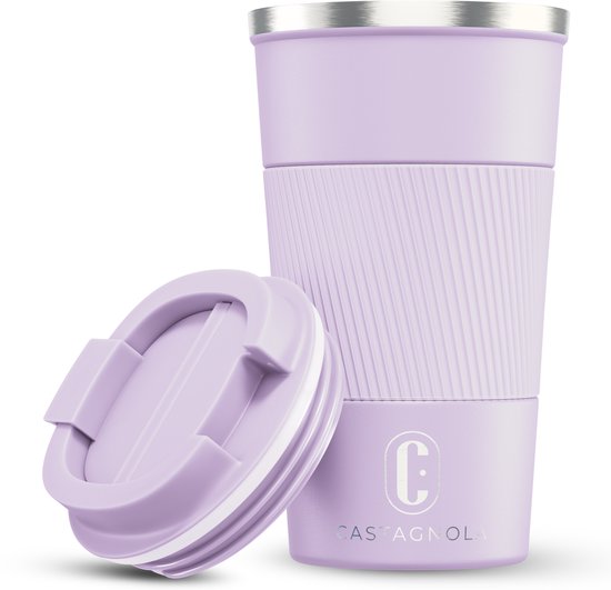 Tasse isotherme Castagnola - Tasse à café à emporter - Tasse de voyage pour café et thé - Tasse à thé - 510 ml - Acier inoxydable - Violet clair