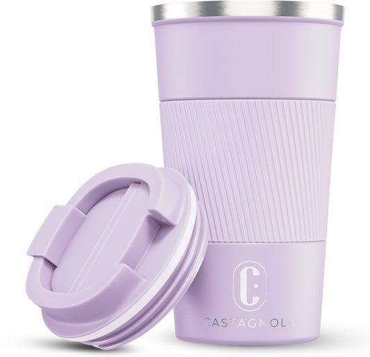 Tasse isotherme Castagnola - Tasse à café à emporter - Tasse de voyage pour café et thé - Tasse à thé - 510 ml - Acier inoxydable - Violet clair