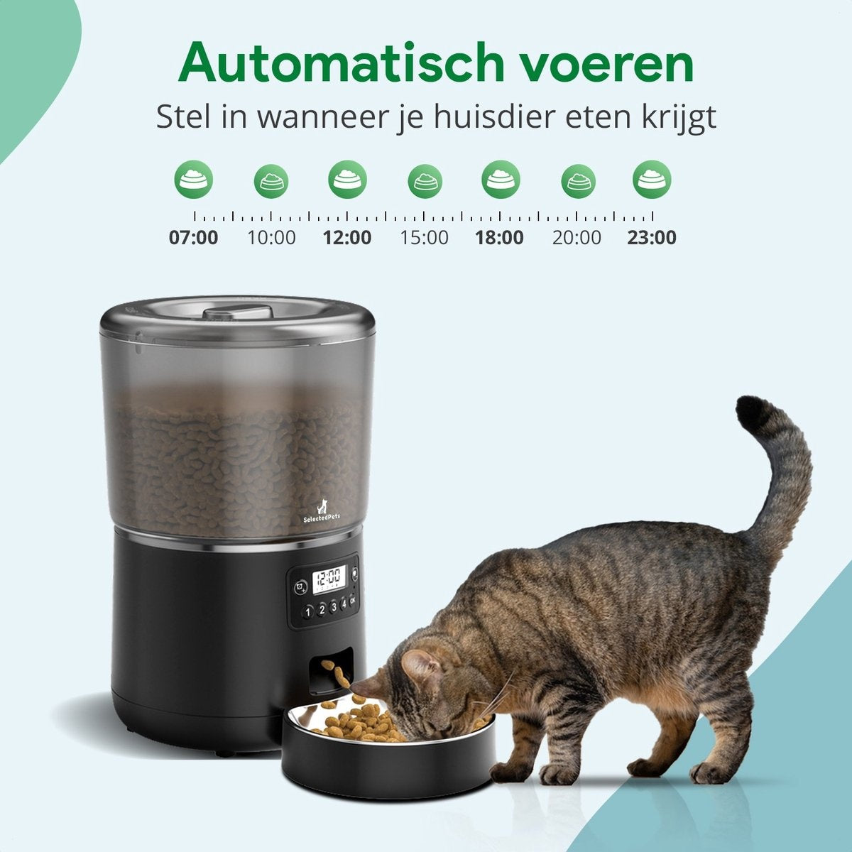 Mangeoire automatique pour chat et chien 4L - Mangeoire pour chat - Noir - Manuel hollandais inclus