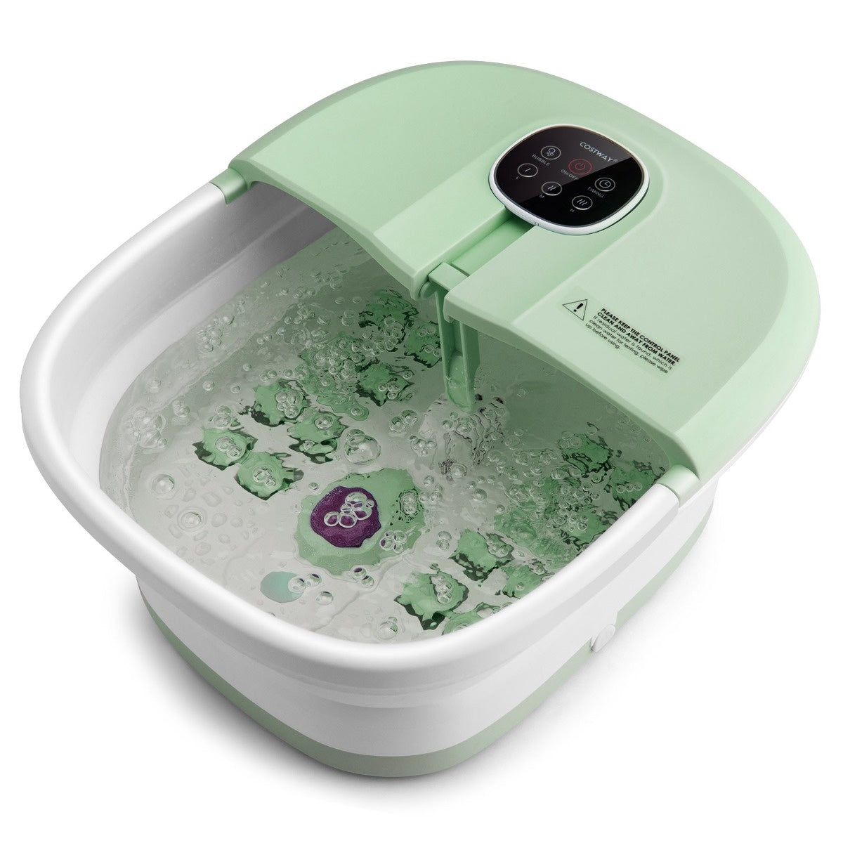 Coast Bain de pieds chauffant pliable avec télécommande massante 33,5 x 41 x 20,5 cm vert