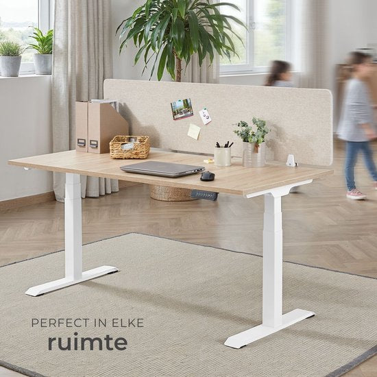 tectake® Séparateur d'écran de bureau Noisy - Avec noyau en PET insonorisant - Livré avec 2 clips de fixation - Dimensions (Lxl) 130 x 40 cm - Beige