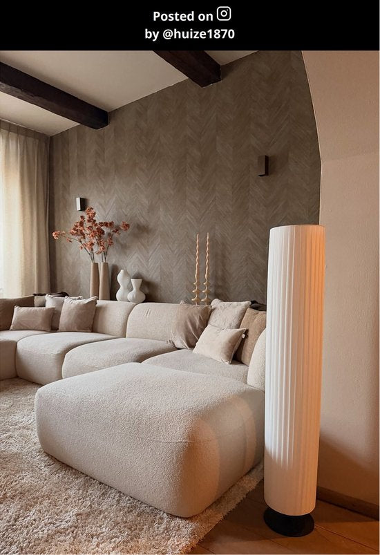 Lucide FOLD - Lampadaire - Ø 20 cm - 3xE27 - Blanc - Japandi