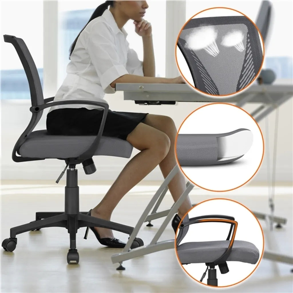 Chaise de bureau Yaheetech en maille, gris foncé