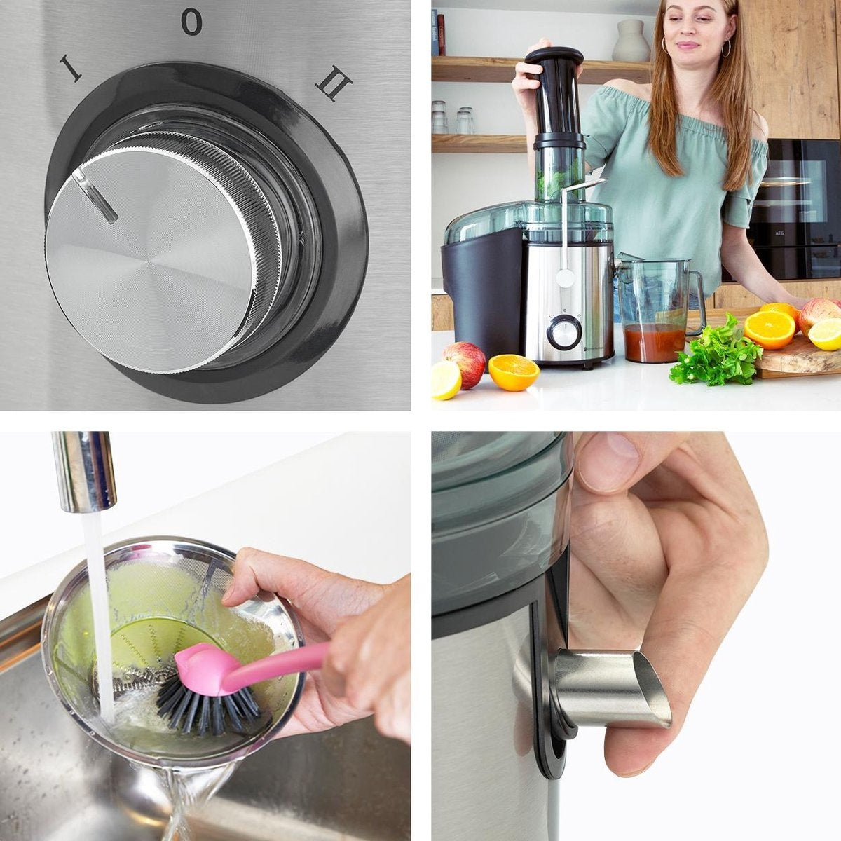 Centrifugeuse - KitchenBrothers - Extracteur de jus - Fruits et légumes - 1100ml - 800W - Noir