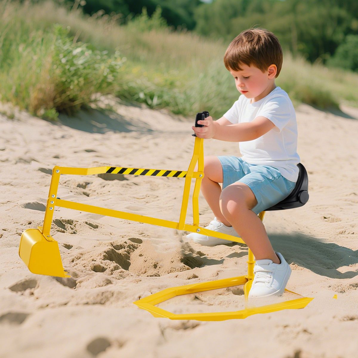 Pelleteuse Coast pour enfants - pivotante à 360° - pelleteuse en métal - jaune