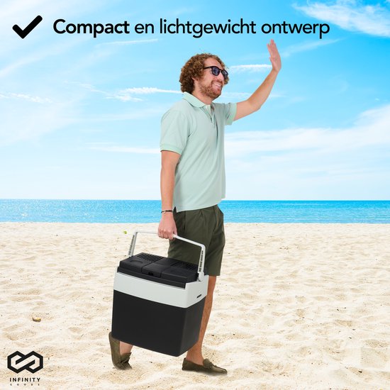 Infinity Goods Glacière électrique - 30L - Glacière - 12V et 230V - Frigobox - Réfrigération et chauffage - Noir