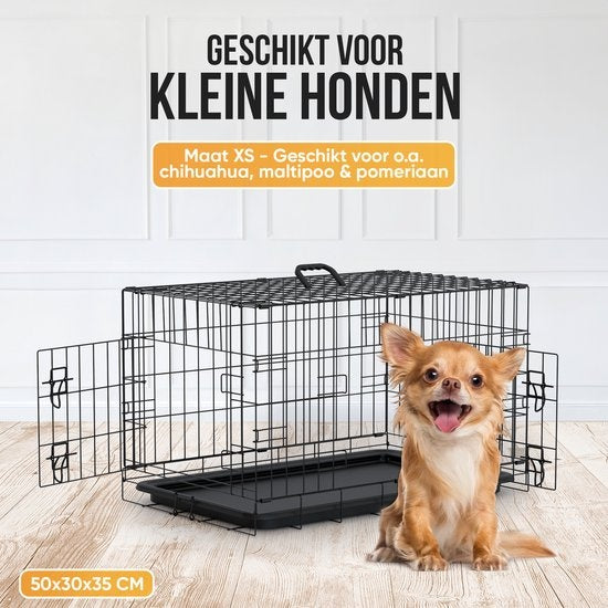 Avalo Banc pour chien XXS - Banc pour chien - Cage pliable - 2 portes - 50x30x35 CM