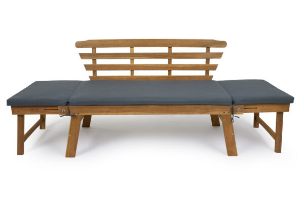 Lifa Garden Banc de jardin avec fonction allongée - Coussins inclus - 2 personnes - Max. 220 kg - 130 x 68 x 78 cm - Anthracite